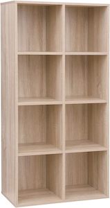 VASAGLE Freestanding 8 Cube Bookcase - Oak