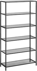 VASAGLE 6-Tier Glass Shelf - Ink Black/Slate Grey