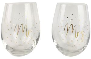 Urban Products: Mr Mrs Wine Glass - Gold (12cm) - Set of 2