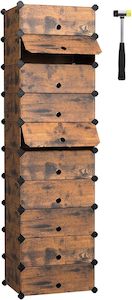 Household appliance: SONGMICS Modular Interlocking Plastic Shoe Rack with Doors - Rustic Brown