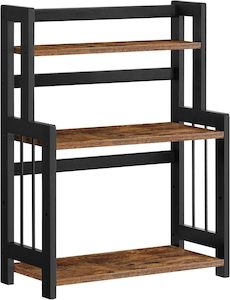 SONGMICS Brown & Black 3-Tier Spice Rack with Bamboo Frame