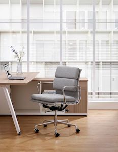 Household appliance: Gorilla Office: Replica Eames Group Standard Aluminium Padded Low Back Office Chair ( Fabric Grey)