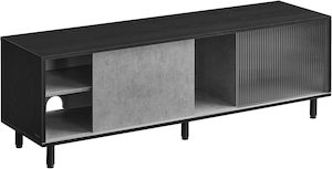 VASAGLE Superfast Toolless 1.40M TV Stand Cabinet - Ebony Black and Concrete Grey