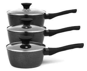 Salter: 3 Piece Megastone Saucepan Set - Silver