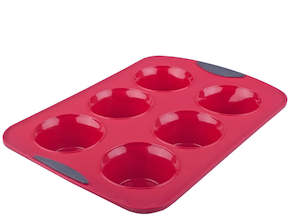 Household appliance: Silicone 6 Cup Jumbo Muffin Pan - Red - D.Line