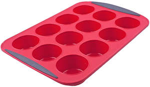 Household appliance: Silicone 12 Cup Muffin Pan - Red - D.Line