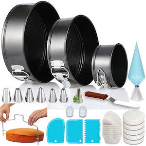 Household appliance: OZZYCOOK 100pcs Round Springform Cake Pan Set with Decorating Tools