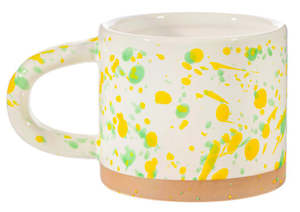 Household appliance: Sass &Belle: Yellow And Green Splatterware Mug - Sass & Belle