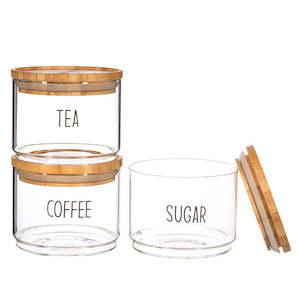 Sass & Belle: Tea, Coffee, Sugar Glass Stacking Jars