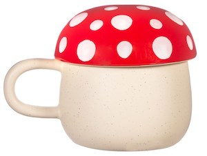 Household appliance: Sass & Belle: Red Mushroom Mug With Lid