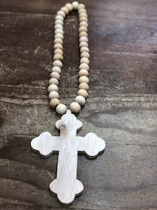 Raven Wall Cross With Wooden Beads