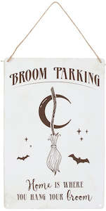 Household appliance: Mt Meru: Metal Hanging Sign - Broom Parking (30x20cm)