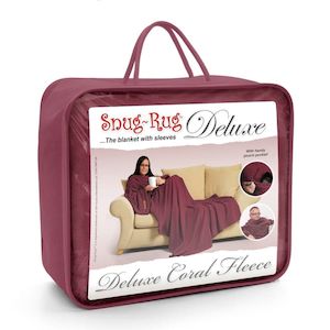 Snug-Rug Deluxe Blanket with Sleeves (Mulberry Red)