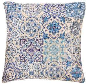 Household appliance: Sass & Belle: Blue Tile Print Cushion Cover