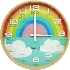 Household appliance: Moana Road: Te Reo Clock - Rainbow (Large)