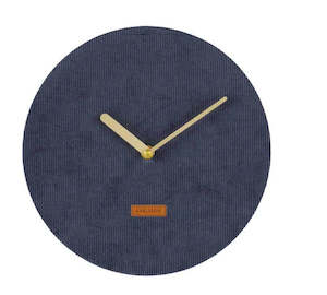 Karlsson: Corduroy Wall Clock - Blue (25cm)