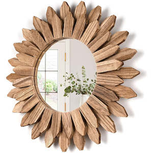 COMFEYA 43cm Rustic Wood Wall Mirror