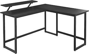 Vasagle L-Shaped Computer Desk with Monitor Stand - Black