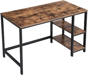 Vasagle 47" Computer Desk with 2 Shelves - Rustic Brown