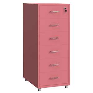 Gorilla Office - Mobile Metal 6 Drawer Cabinet -Antique Pink