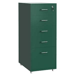 Gorilla Office - Mobile Metal 5 Drawer Cabinet - Pine Green