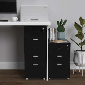 Gorilla Office - Mobile Metal 5 Drawer Cabinet - Graphite Black