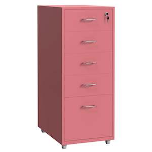 Gorilla Office - Mobile Metal 5 Drawer Cabinet - Antique Pink