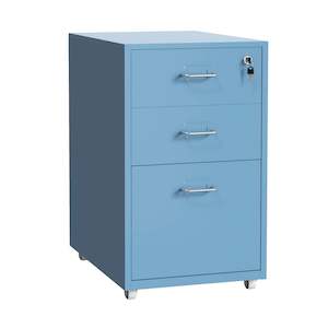 Gorilla Office - Mobile Metal 3 Drawer Cabinet - Pastel Blue