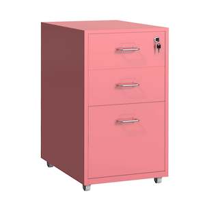 Gorilla Office - Mobile Metal 3 Drawer Cabinet - Antique Pink