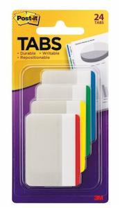 Post-it Filing Tabs - Assorted Colours (Pack of 24) (2" x 1.5" Tabs)