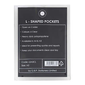 OSC L Shaped Pockets Heavy Duty A5 Clear Pack of 6