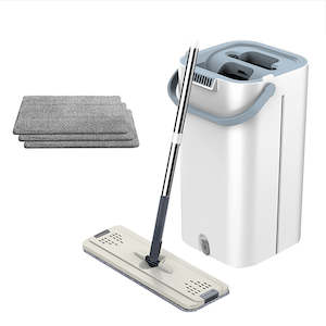 CLEANFOK Microfibre Mop with Bucket and 4 Washable Pads - White