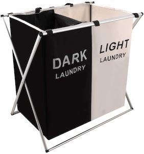 Double Folding Fabric Laundry Basket