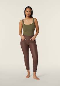 N.O.W. Yoga Faux Leather - High Waisted - 7/8 Length - Brown