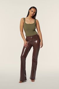 WR.UP® Vinyl Coated Leather - Mid Rise - Flare - Full Length - Brown