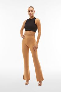 WR.UP Faux Leather - Super High Waisted - Flare with Split - Clay