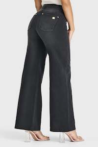 N.O.W® Denim Limited Edition - High Waisted - Wide Leg - Black + Black Stitching