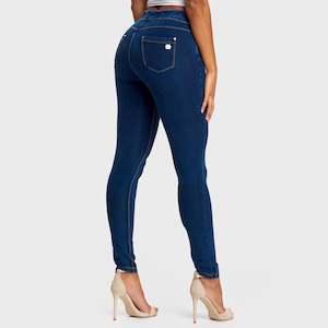 N.O.W® Denim - High Waisted - Full Length - Dark Blue + Yellow Stitching