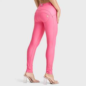 Mid Rise Faux Leather Pants: WR.UP® Faux Leather - Mid Rise - Full Length - Candy Pink