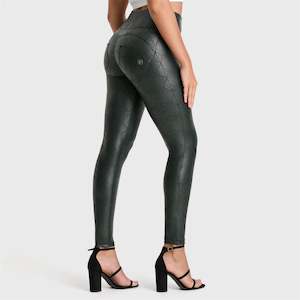 WR.UP® Python Faux Leather Limited Edition - High Waisted - Full Length - Forest Mist