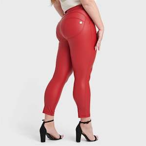 Red Faux Leather Pants: WR.UP® Curvy Faux Leather - High Waisted - 7/8 Length - Red