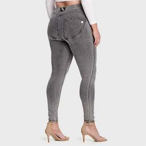 WR.UP® Curvy Denim - High Waisted - Full Length - Grey + Yellow Stitching