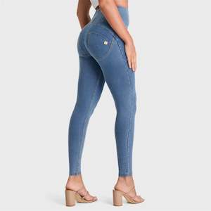 Miss Universe Australia 2021: WR.UP® Denim - High Waisted - Full Length - Light Blue + Yellow Stitching