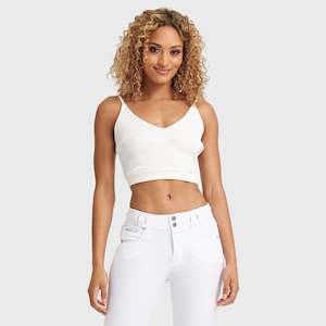 Freddy Womens T Shirts Tops: Cotton Ribbed Crop - White