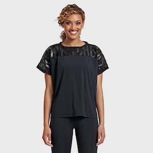 Freddy Womens T Shirts Tops: Oversized Mesh Insert Top - Black