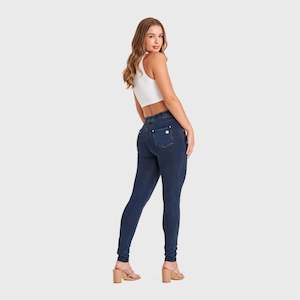 N.O.W® Denim - High Waisted - 7/8 Length - Dark Blue + Blue Stitching