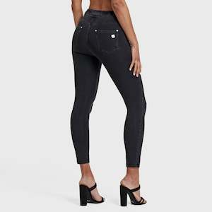 N.O.W® Denim - High Waisted - 7/8 Length - Black + Black Stitching