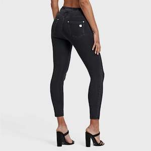 N.O.W® Denim - High Waisted - 7/8 Length - Black + Black Stitching