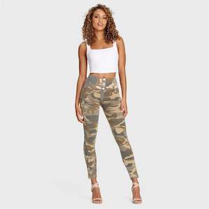 Military Chic: WR.UP® Fashion 3 Button - High Waisted - 7/8 Length - Sand Camo