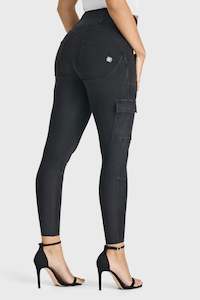 Freddy Wrup Bestsellers: WR.UP® Cargo Denim - High Waisted - 7/8 Length - Black + Black Stitching